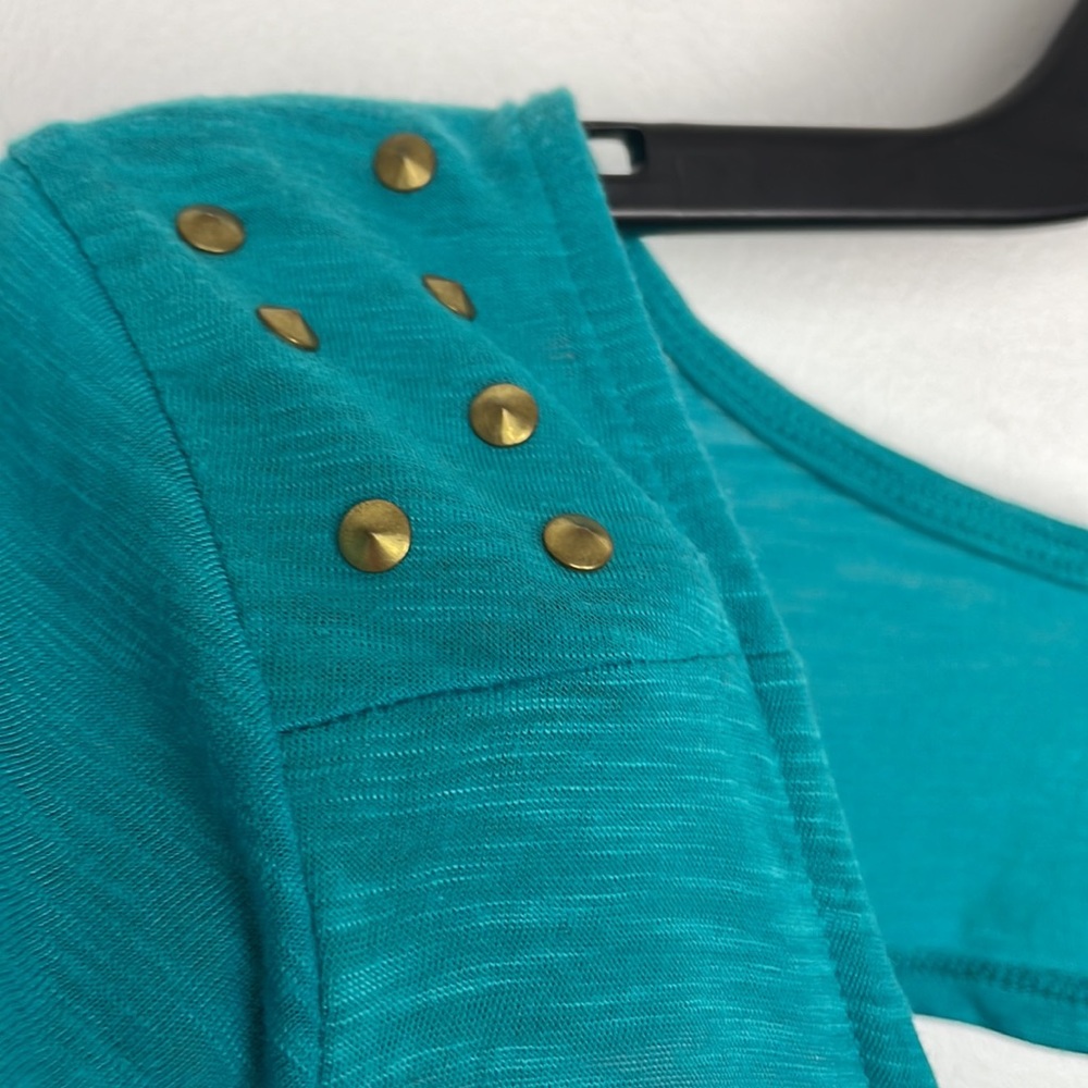 Appropriate Behavior Blouse Color Turquoise Size Large - Picture 3 of 7